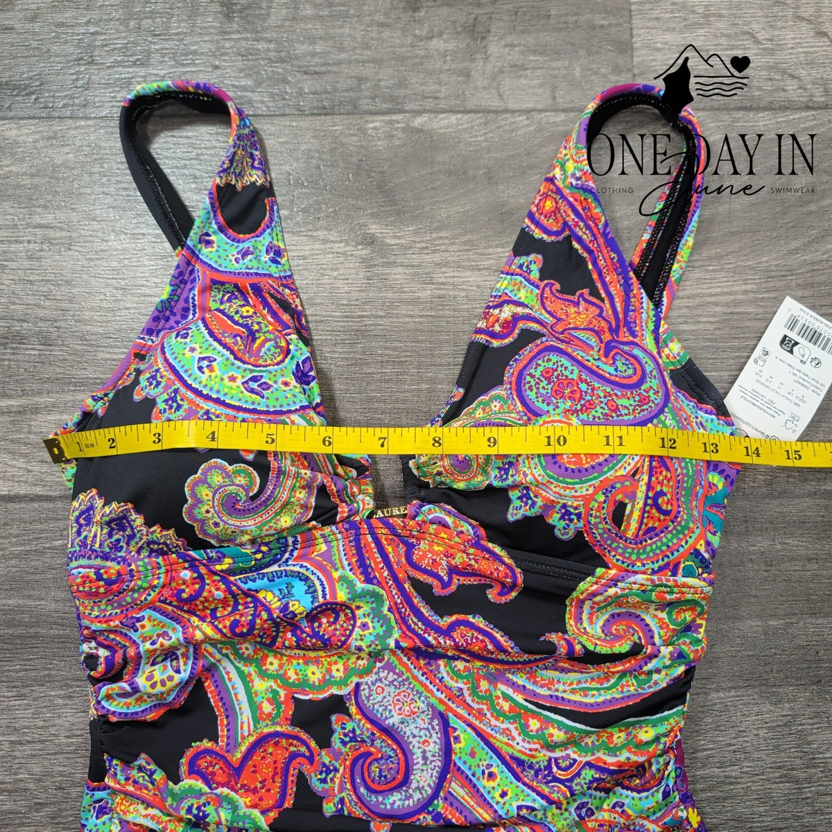 Ralph Lauren Paisley Ruched One Piece Swimsuit Multicolor NWT Size 6