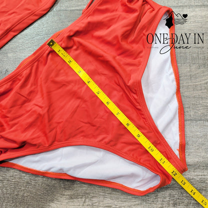 Charmleaks Wide Strap Drawstring Tankini Swimsuit Size L