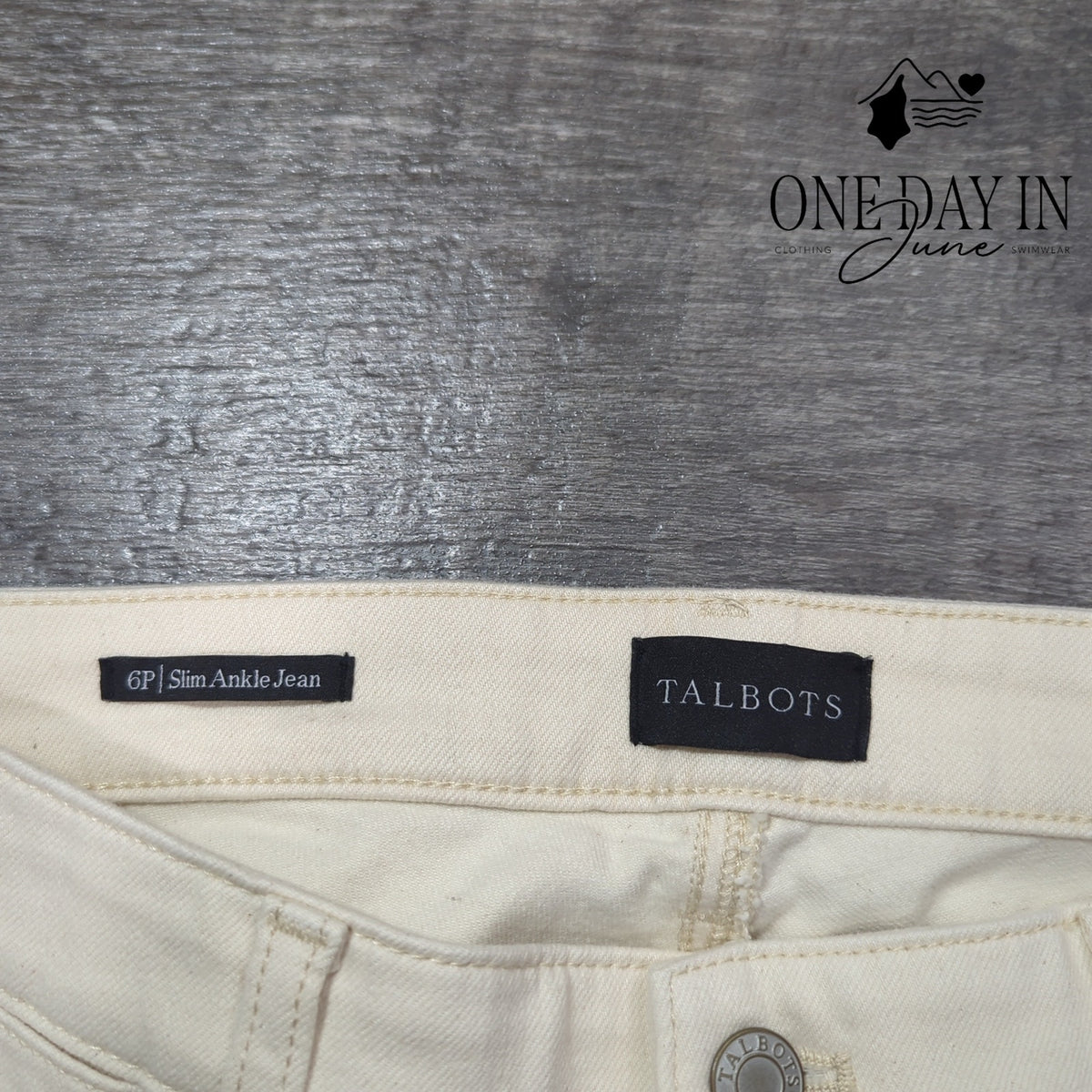 Talbots Petite Slim Ankle Jeans Ivory White Stretch Denim NWT Size 6P