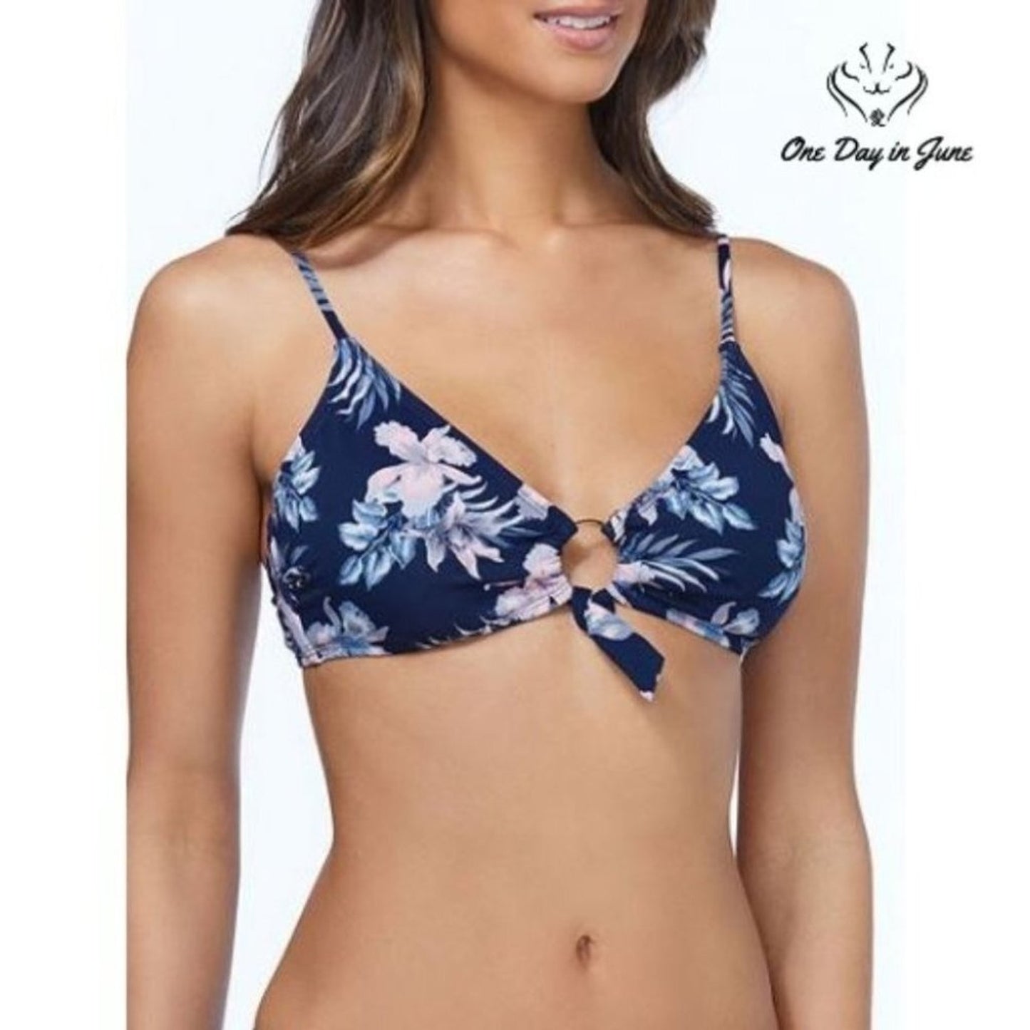 Ambrielle Floral Bikini Top Size S
