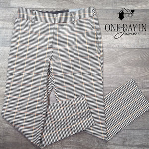Talbots Hampshire Ankle Straight Leg Plaid Pants Black Ivory NWT Size 4