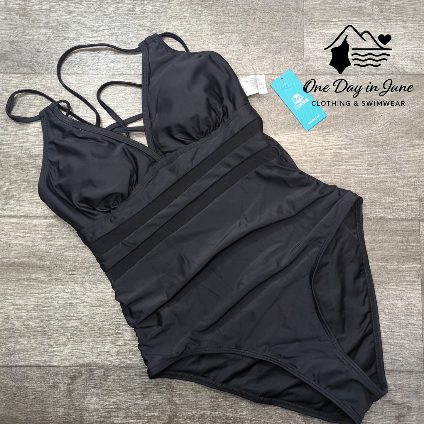 Cupshe V Neck Mesh Cutout One Piece Swimsuit Size M