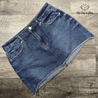 Ashley Mason Distressed Denim Skirt Size L