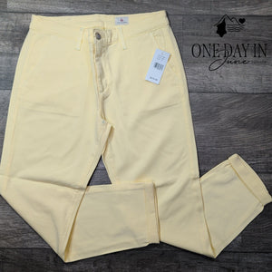 AG Adriano Goldschmied Cropped Straight Leg Jeans Butter Yellow NWT Size 4 (27)