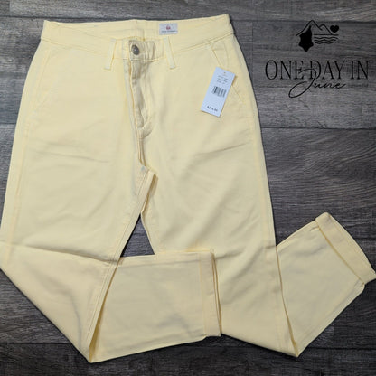 AG Adriano Goldschmied Cropped Straight Leg Jeans Butter Yellow NWT Size 4 (27)
