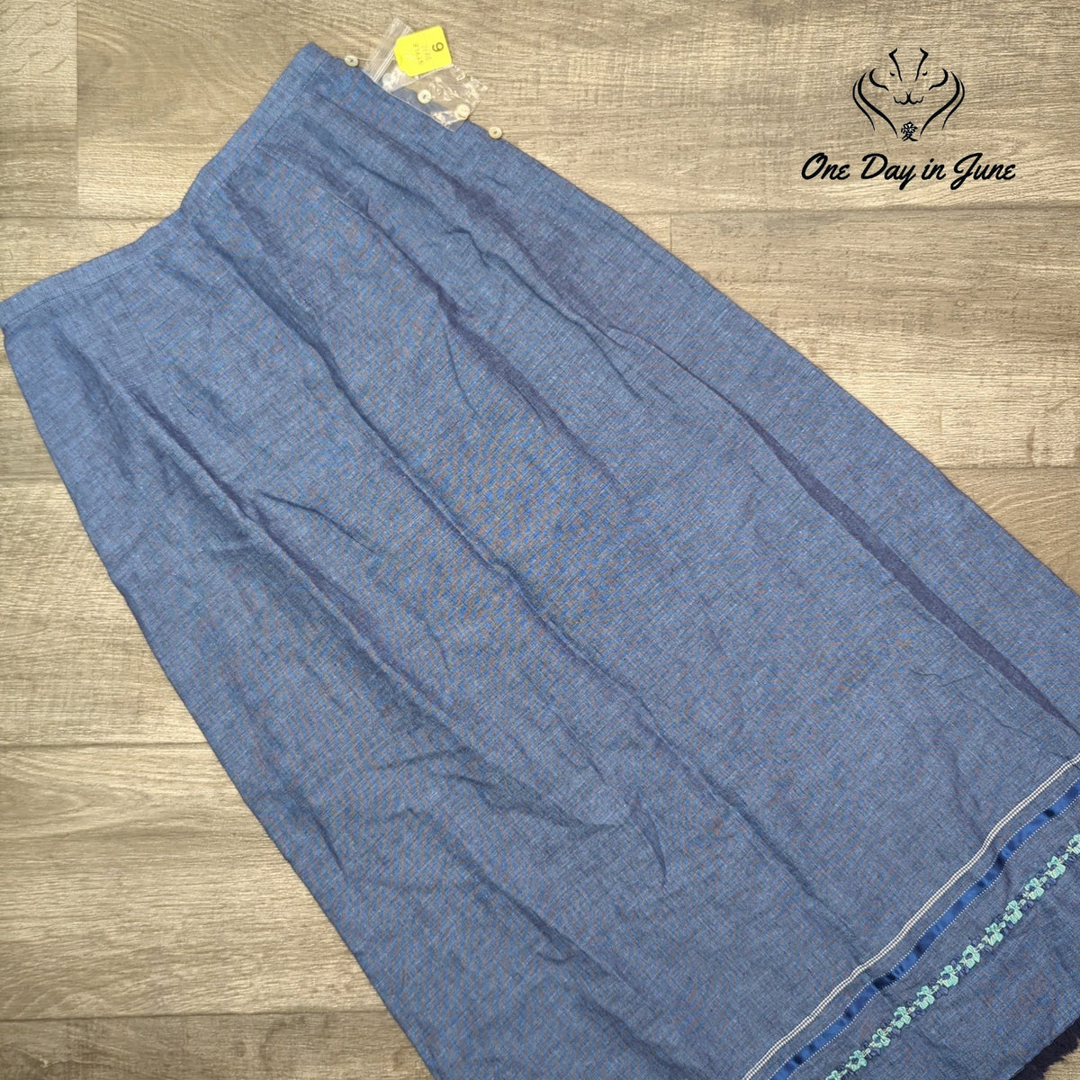 Orvis Bridgehampton Trimmed Linen Maxi Skirt Indigo Blue NWT Size 6