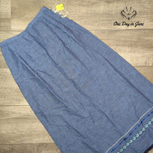 Orvis Bridgehampton Trimmed Linen Maxi Skirt Indigo Blue NWT Size 6