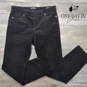 Buffalo David Bitton Supreme Mid Rise Skinny Corduroy Pants Black NWT Size 8