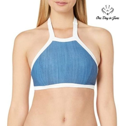 SeaFolly Block Party High Neck Halter Bikini Top Size 10