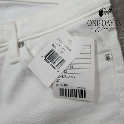 AG Adriano Goldschmied Stevie Roll Up Slim Straight Jeans White NWT Size 4 (27)