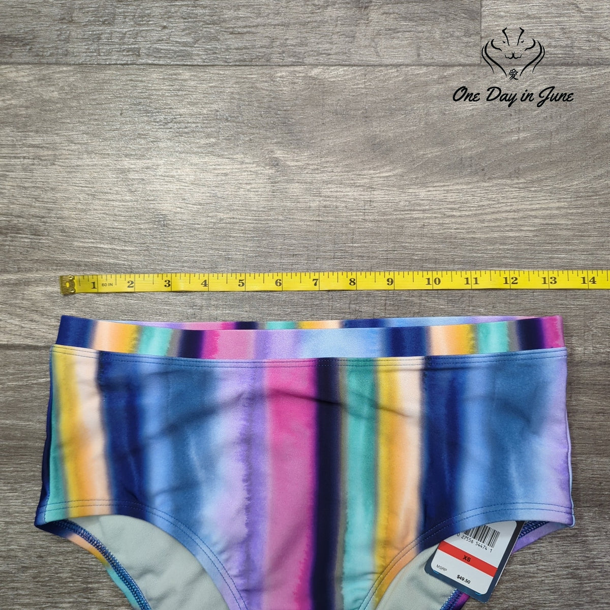 Speedo Porcelain High Waist Bikini Bottom Rainbow Stripe NWT Size XS