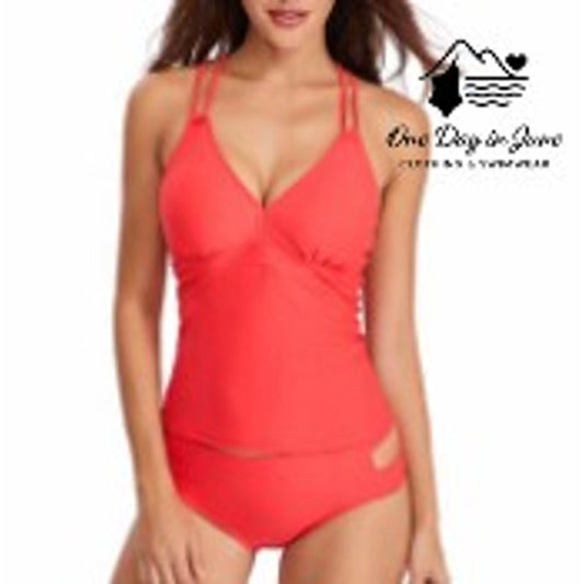 Bikinx Plus Size V Neck Strappy Back Bikini Swimsuit Size XXL