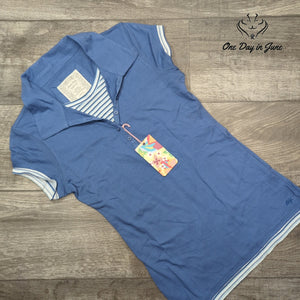 Duck Head Jeans Co Women's Polo Shirt Blue Striped Trim NWT Size M