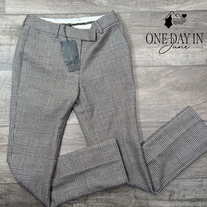 Rachel Zoe Wool Dress Pants Black Camel Glen Plaid Trousers NWT $275 Size 0