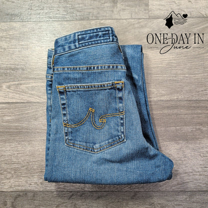AG Adriano Goldschmied Crop Flare Jeans Blue NWT $215 Size 4 (27)