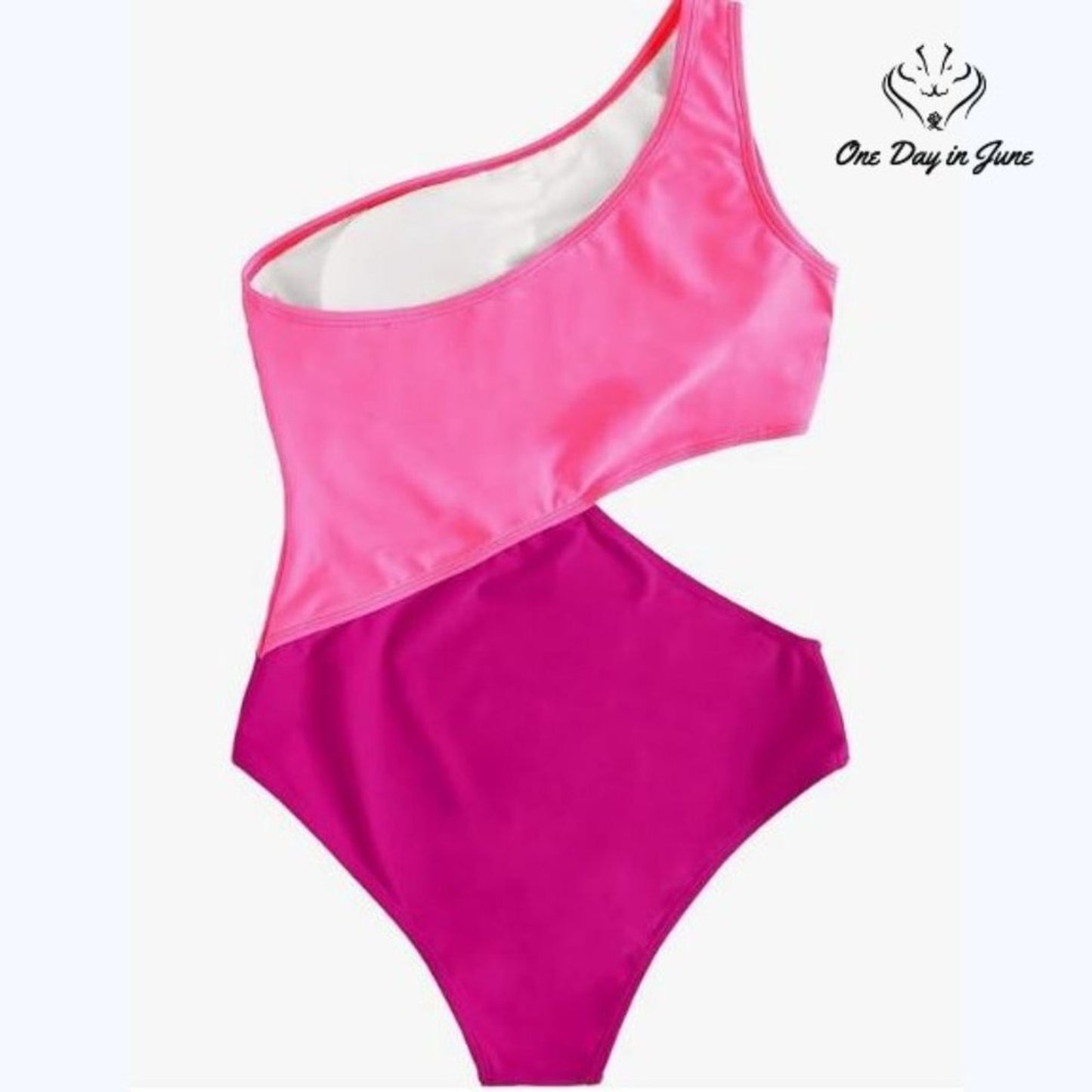 SweatyRocks One Shoulder Color Block One Piece Swimsuit Size M