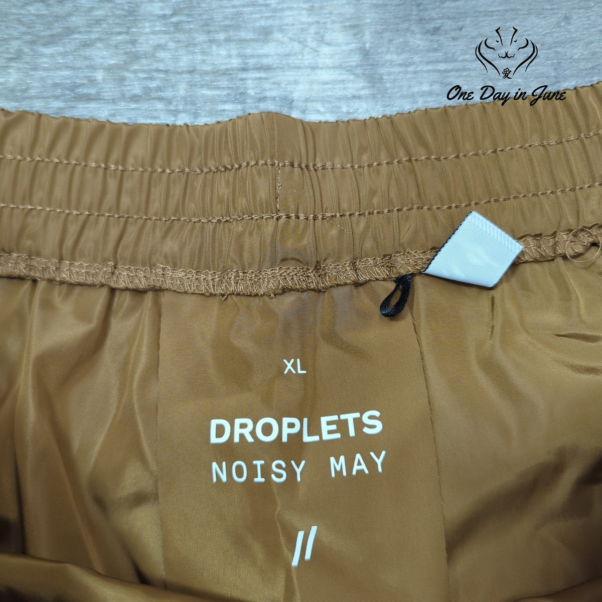 Noisy May Droplets Waterproof Cargo Rain Pants Camel Brown Drawstring Size XL
