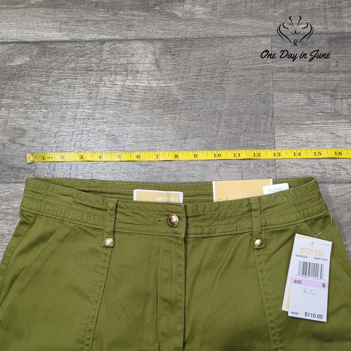 Michael Kors High Rise Straight Ankle Pants Smoky Olive Green NWT Size 6