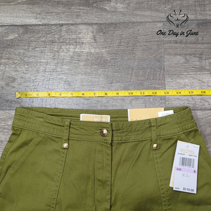 Michael Kors High Rise Straight Ankle Pants Smoky Olive Green NWT Size 6