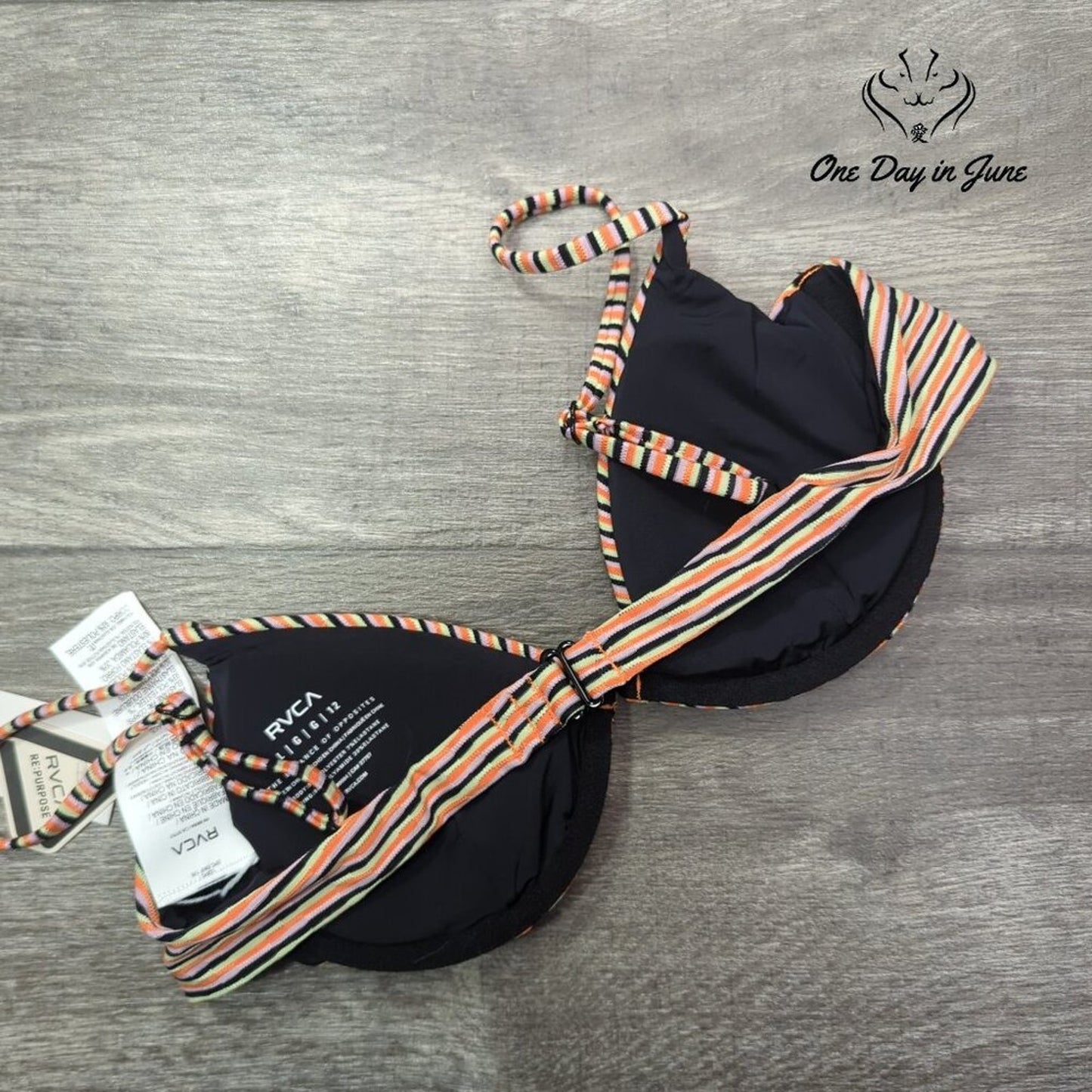 RVCA Cosmic Way Underwire Bikini Top Striped NWT $65 Size L