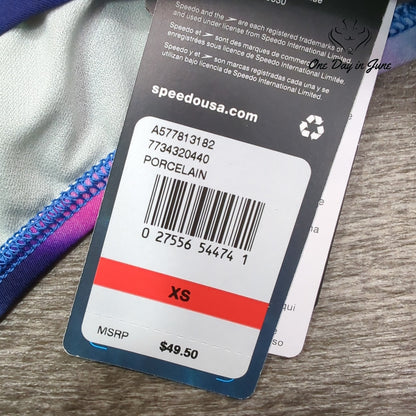 Speedo Porcelain High Waist Bikini Bottom Rainbow Stripe NWT Size XS