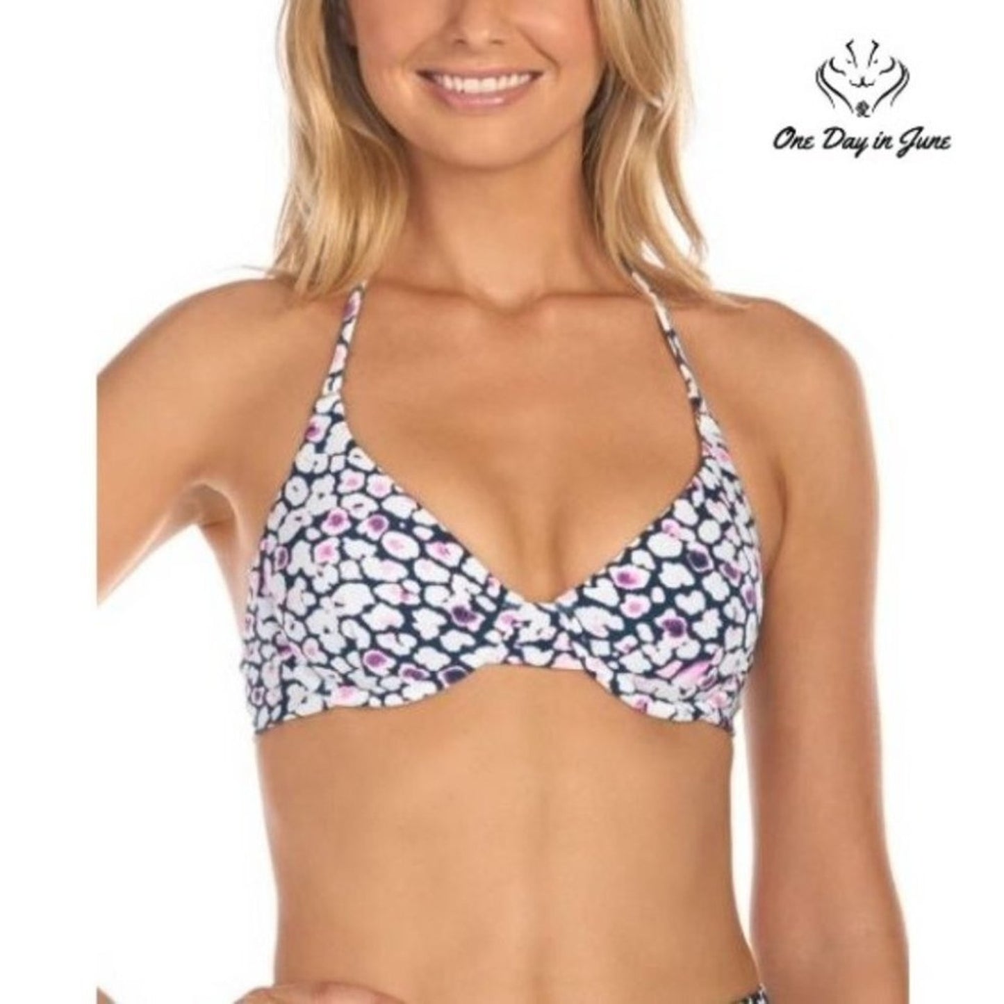 Raisins Darwin Print Halter Bikini Top Size XL
