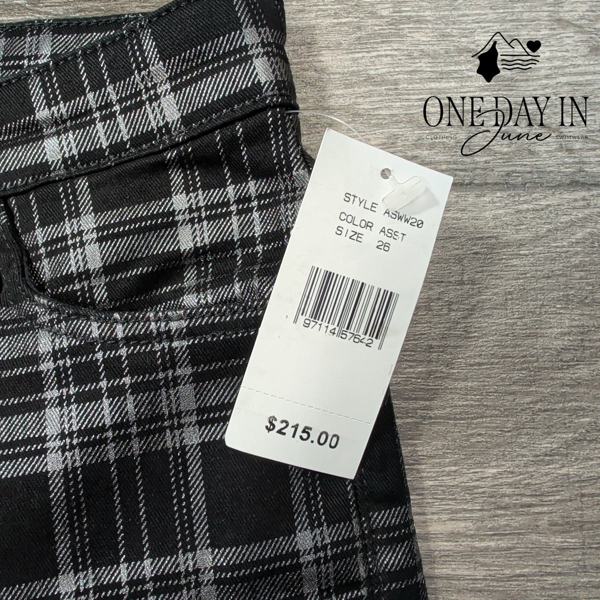 AG Adriano Goldschmied Farrah High Rise Skinny Jeans Black Plaid NWT Size 2 (26)