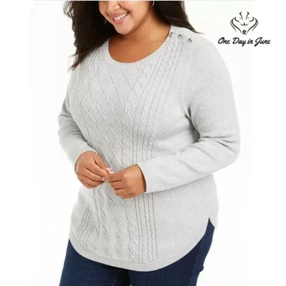 Charter Club Plus Size Cable-Knit Sweater