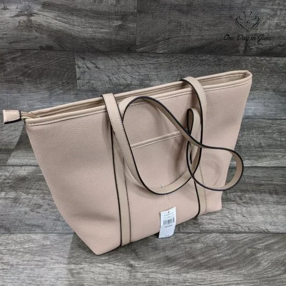 Peach Faux Leather Tote